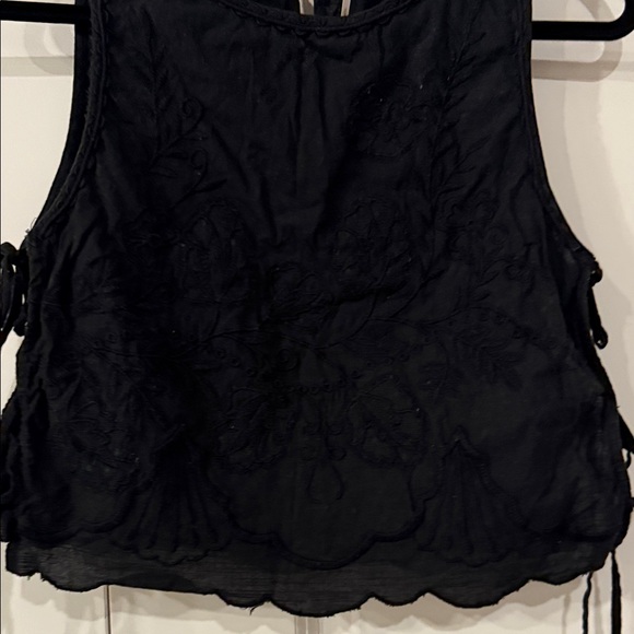 Lightly worn Free People Black Lace Crop Top with tie sides size S - Picture 6 of 10
